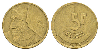 Бельгия 5 франков 1986 Belgique, Бодуэн I (1951-1993) KM 163 медь алюминий никель 4648-1121