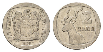 ЮАР 2 ранда 1990 KM 139 медь плакированная никелем 4626-1032