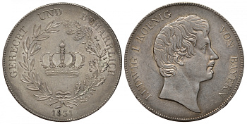 Бавария 1 талер 1831 (конвенцталер) KM 394, AKS 76, Dav. 565, Kahnt 75, Thun 48 серебро aUNC 00-819-05