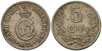 Люксембург 5 сантимов 1924 Шарлотта (1918-1964) KM 33 медно-никель 4602-358