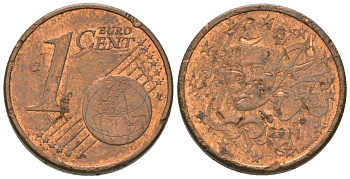 Франция 1 евроцент 2011 KM 1282 сталь плакированная медью 4602-147