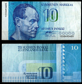 Финляндия 10 марок 1986 Pick 113 a (36) бумага 2198-6-3-2