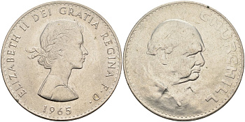 Великобритания 1 крона (5 шиллингов) 1965 Уинстон Черчилль, Елизавета II (1952-2022) KM 910, Spink 4144 медно-никель UNC 4578-535
