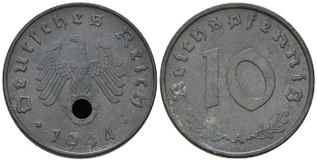 Германия 10 рейхспфеннигов 1944 A KM 101, J. 371 цинк    4589-252