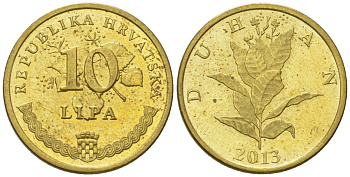 Хорватия 10 лип 2013 нечетный год KM 6 сталь плакированная латунью  UNC  4124-1231