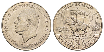 Самоа 1 тала 1976 200 лет независимости США KM 20 медно-никель BU 4125-723