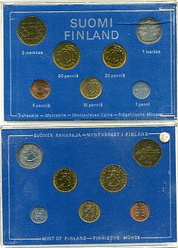 Финляндия госнабор из 7 монет 1974 в оригинальной пластиковой коробке KM MS4 UNC 3-4-1-43