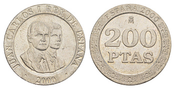 Испания 200 песет 2000 M, Хуан Карлос I (1975-2014) KM 992 медно-никель 4604-1231