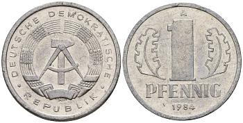 ГДР 1 пфенниг 1984 A KM 8.2 алюминий 188-934