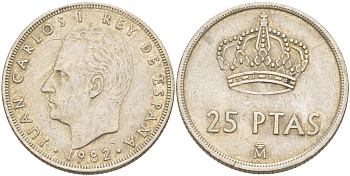 Испания 25 песет 1982 Хуан Карлос I (1975-2014) KM 824 медно-никель 216-724