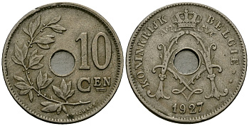 Бельгия 10 сантимов 1927 Belgie KM 86 медно-никель 4171-354