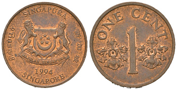 Сингапур 1 цент 1994 sm KM 98 цинк плакированная медью 4618-455