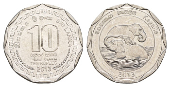 Шри-Ланка 10 рупий 2013 серия административные округа Шри Ланки, Кегалла, слоны KM 202 нержавеющая сталь UNC 4635-1024