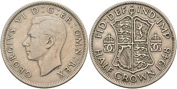 Великобритания 1/2 кроны 1948 Георг VI (1936-1952) KM 866, Spink 4101 медно-никель 4117-1011