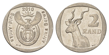 ЮАР 2 ранда 2010 KM 498 медь плакированная никелем 4628-251