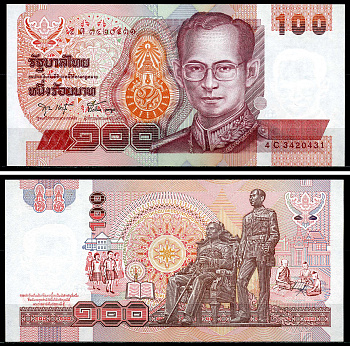 Таиланд 100 батов 1994 король Рама IX, подпись 75 Pick 97(12) бумага UNC (пресс) 00-000-00