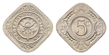 Нидерландские Антильские острова (Нидерландские Антилы) 5 центов 1965 Юлиана (1948-1980) KM 6 медно-никель 4669-1261