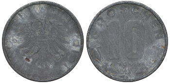 Австрия 10 грошей 1948 KM 2874 цинк 4163-231