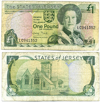ДЖЕРСИ 1 ФУНТ 1993 ПОДПИСЬ 4 Pick 20а бумага 7218-14-1