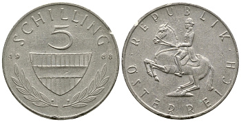 АВСТРИЯ 5 ШИЛЛИНГОВ 1968 KM 2889а медно-никель 4364-3114