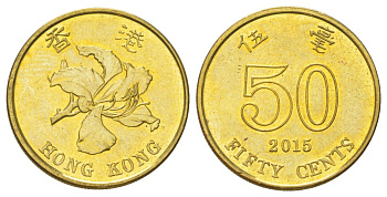 Гонконг 50 центов 2012 KM 68 сталь плакированная латунью UNC 4628-945