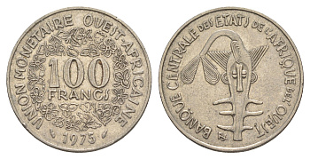 Западная Африка (BCEAO) 100 франков 1975 Центральный банк государств Западной Африки KM 4 никель 4642-324
