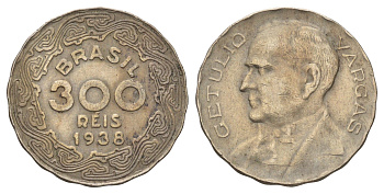 Бразилия 300 реалов (рейсов) 1938 KM 546 медно-никель 4668-1051