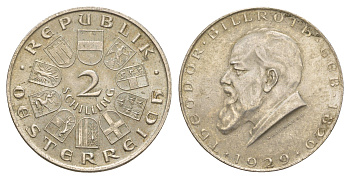 Австрия 2 шиллинга 1929 100 лет со дня рождения Теодора Бильрота KM 2844 серебро 4653-626