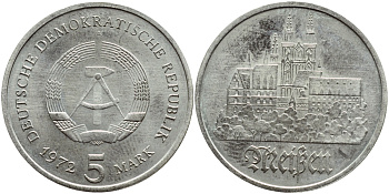 ГДР 5 марок 1972 А, Мейсенский собор KM 37, J. 1543 медно-никель aUNC 3999-315