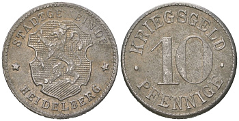 Гейдельберг 10 пфеннигов ND (1919-1920) Funck 203.3, Men05 11175.1, Men18 14006.1 железо 188-1129