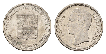 Венесуэла 50 сентимо 1965 Симон Боливар Y 41 никель 4643-859