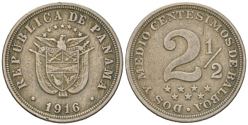 Панама 2 1/2 сентесимо 1916 KM 7 медно-никель 4615-857
