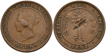Цейлон 1 цент 1892 Виктория (1837-1901)  медь 4595-334