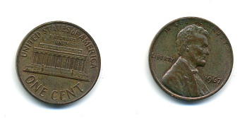 США 1 ЦЕНТ 1967 ЛИНКОЛЬН KM 201 медь цинк 80-745