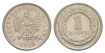 Польша 1 злотый 1995 Y 282 медно-никель 4626-546