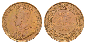 Канада 1 цент 1914 Георг V (1910-1936) KM 21 бронза 4637-147