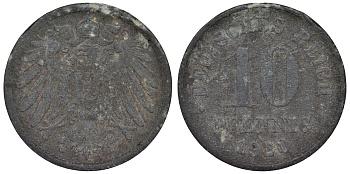 Германия 10 пфеннигов 1920 KM 26, J. 299, Weege 8 цинк 4119-422