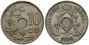 Бельгия 10 сантимов 1924 Belgie KM 86 медно-никель 4172-652