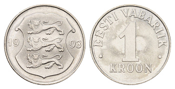 Эстония 1 крона 1993 KM 28 медно-никель UNC 4678-917