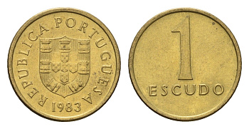 Португалия 1 эскудо 1983 KM 614 никель латунь UNC 4708-352
