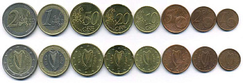 Ирландия ЕВРОНАБОР ИЗ 8 МОНЕТ 2002-2006 (1, 2, 5, 10, 20, 50 ЕВРОЦЕНТОВ, 1, 2 ЕВРО) KM 32, 33, 34, 35, 36, 37, 38, 39 биметалл N5-33
