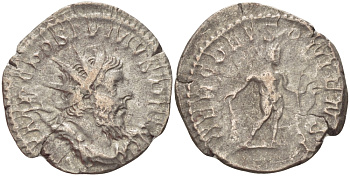 Римская Империя (императоры в Галлии) антониниан 260 - 269 Постум. IMP C POSTVMVS P F AVG / HERC DEVSONIENSI, Геркулес с палицей, луком и львиной шкурой, Колония Агриппины, Good Very fine RIC 64 биллон 1073-12-21