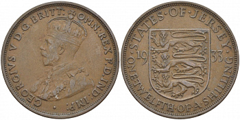 Джерси 1/12 шиллинга 1933 Георг V (1910-1936) KM 16 бронза 4545-325