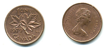 Канада 1 цент 1979 Елизавета II (1952-2022), кленовый лист KM 59.2 бронза 540-736