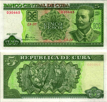 Куба 5 песо 1997 Антонио Масео, конференция между А. Масео и генералом А. Мартинесом Кампосом в Мангос-де-Барагуа (1878) Pick 116а бумага UNC (пресс) 7219-48-1-2