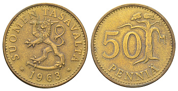 Финляндия 50 пенни 1963 KM 48 алюминиевая бронза aUNC 4666-825