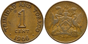 Тринидад и Тобаго 1 цент 1966 герб KM 1 бронза 4396-926