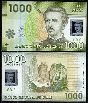 Чили 1000 песо 2020 Игнасио Каррера-Пинто Pick 161  пластик  UNC (пресс) 447-86-1-2