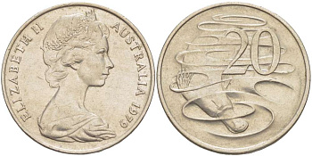 Австралия 20 центов 1979 Елизавета II (1952-2022), утконос KM 66 медно-никель 4521-134