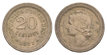 Португалия 20 сентаво 1921 KM 571 медно-никель UNC 4127-812